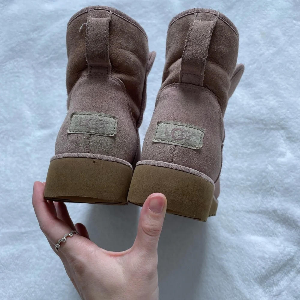 Ugg Light Pink Wedged Short Booties